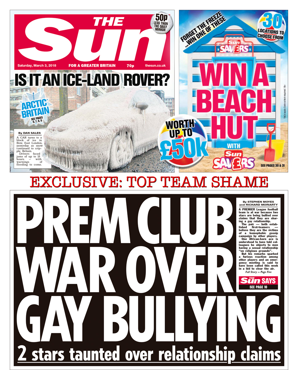 20180303 The Sun Front Page