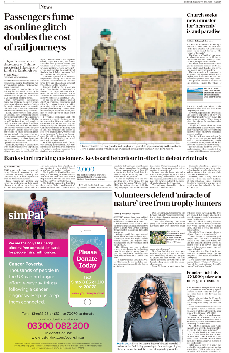 20180814 Daily Telegraph